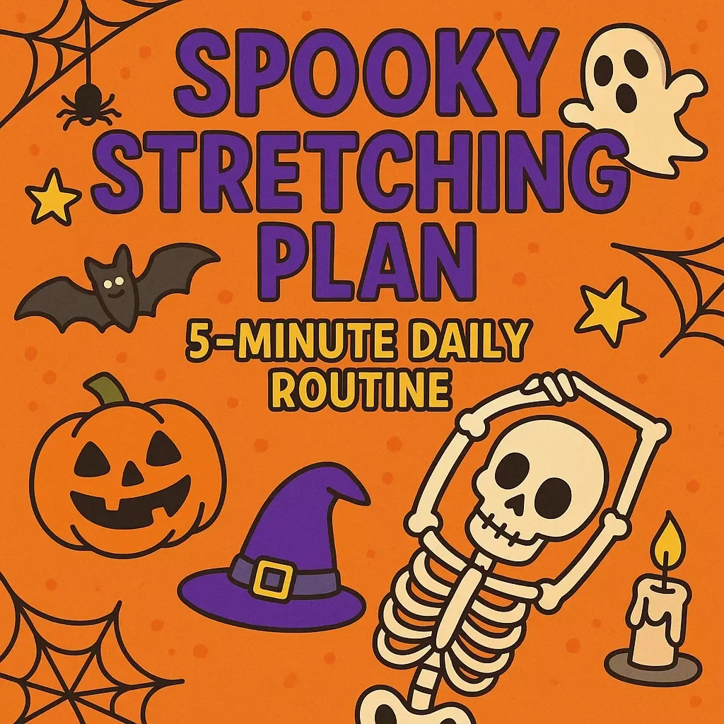 Spooky Stretching Plan: 5-Minute Daily Routine | Halloween Fitness Checklist | Fun Digital Download Guide