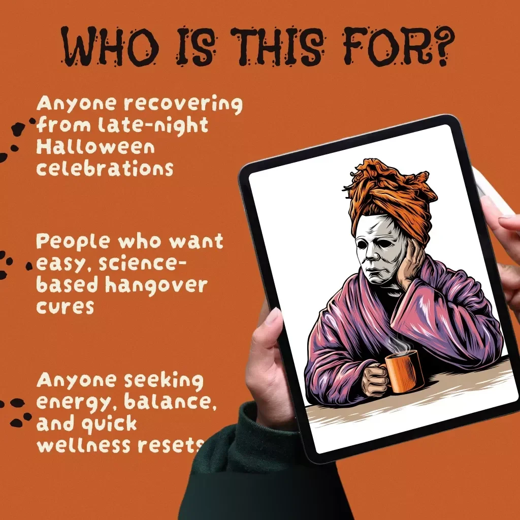 Halloween Hangover Cure Guide (Food, Sleep, Hydration) | Digital Download Recovery Plan, Post-Halloween Wellness eBook, Self-Care Checklist for Quick Energy Reset