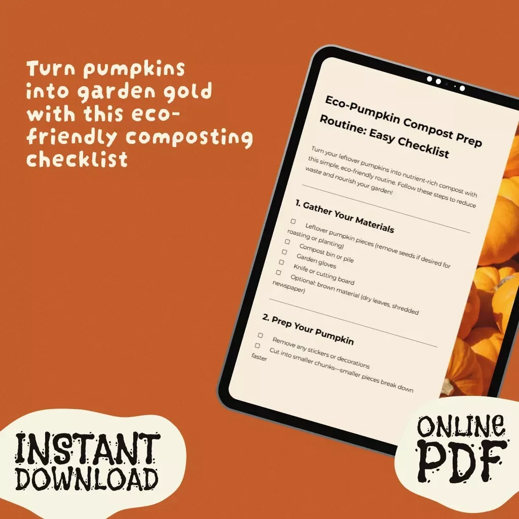 Eco-Pumpkin Compost Prep Routine: Easy Checklist | Zero Waste Garden Guide | Fall Pumpkin Composting Digital Download