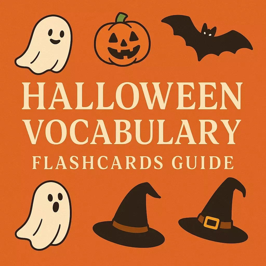 Halloween Vocabulary Flashcards Guide | Printable Digital Download | Educational eBook for Teachers, Parents & ESL Learners