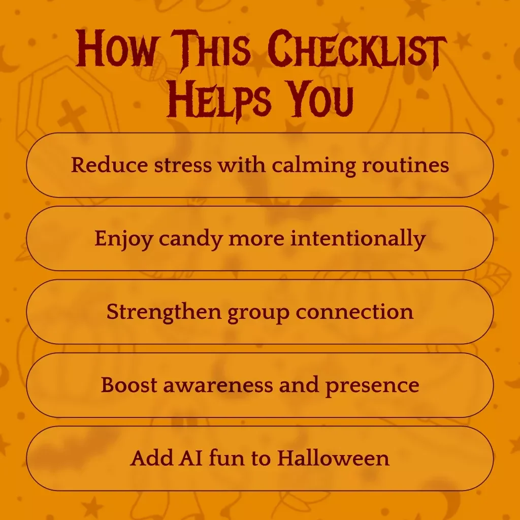 The Mindful Trick-Or-Treat Walking Routine Checklist | Halloween Mindfulness eBook | Digital Download Halloween Self-Care Guide