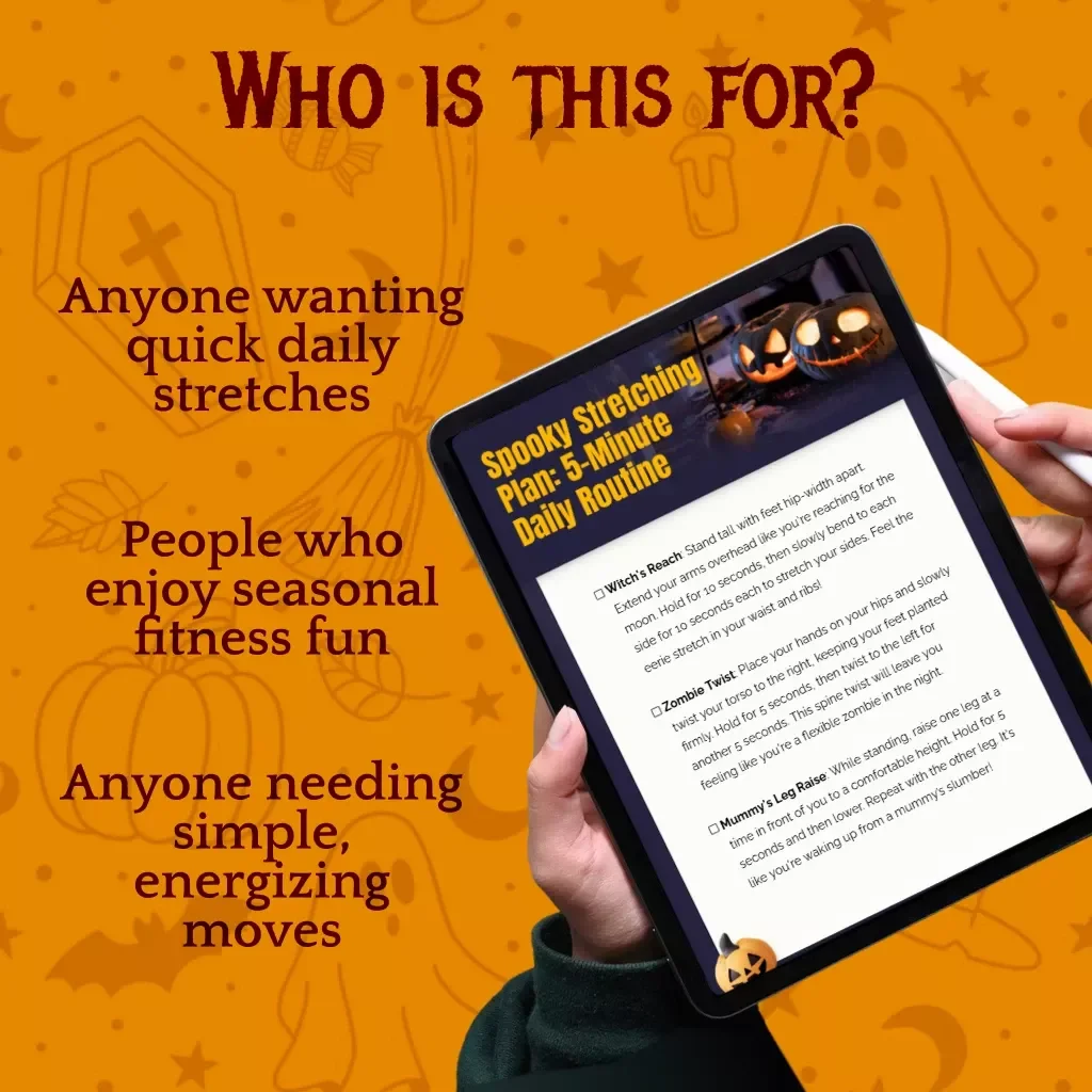 Spooky Stretching Plan: 5-Minute Daily Routine | Halloween Fitness Checklist | Fun Digital Download Guide