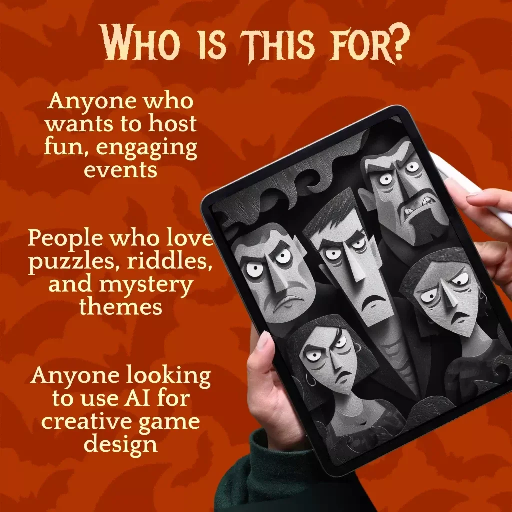 Mystery Clue Game Planner 🕵️‍♂️🧩 | Printable Guide for Hosting Mystery Games, Creating Clues & Puzzles, and Using AI for Game Design