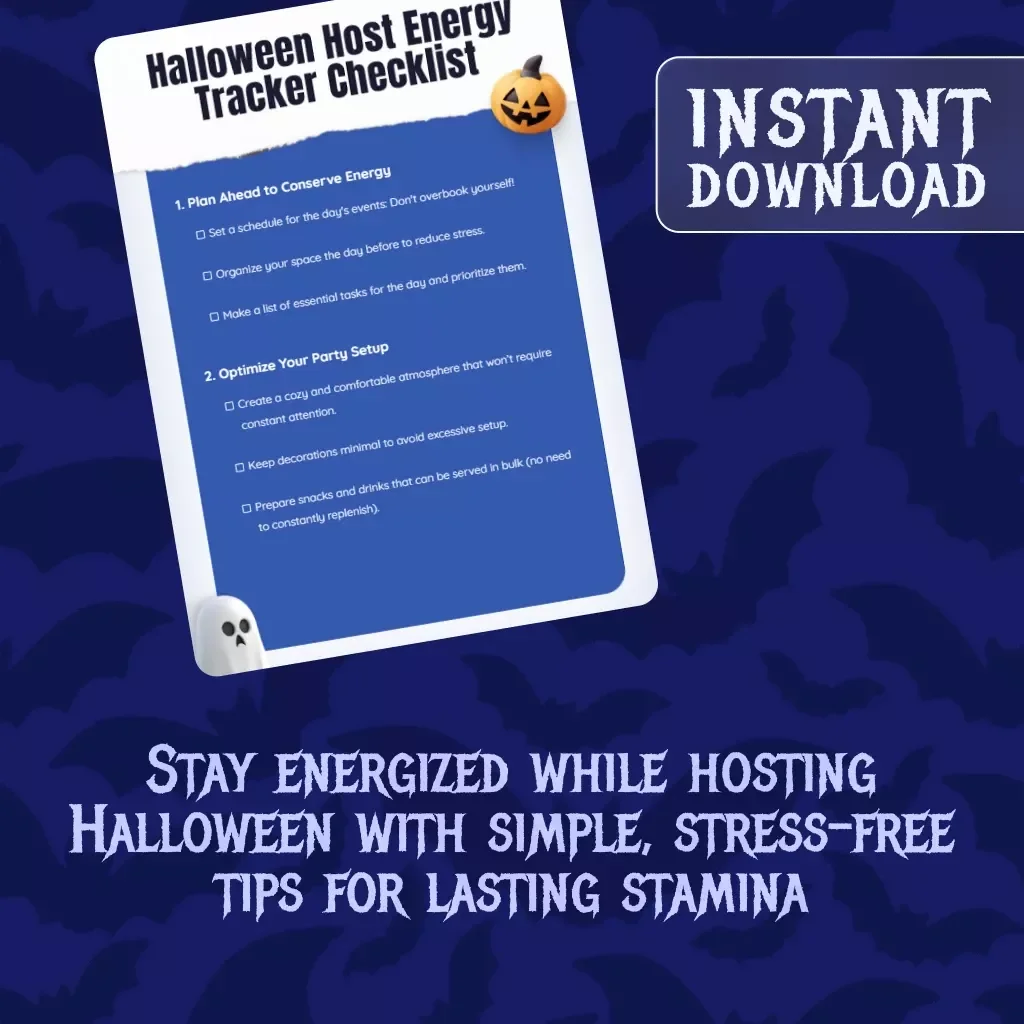 Halloween Host Energy Tracker Checklist | Digital Download | Stress-Free Party Hosting Guide | eBook for Event Planning & Recovery