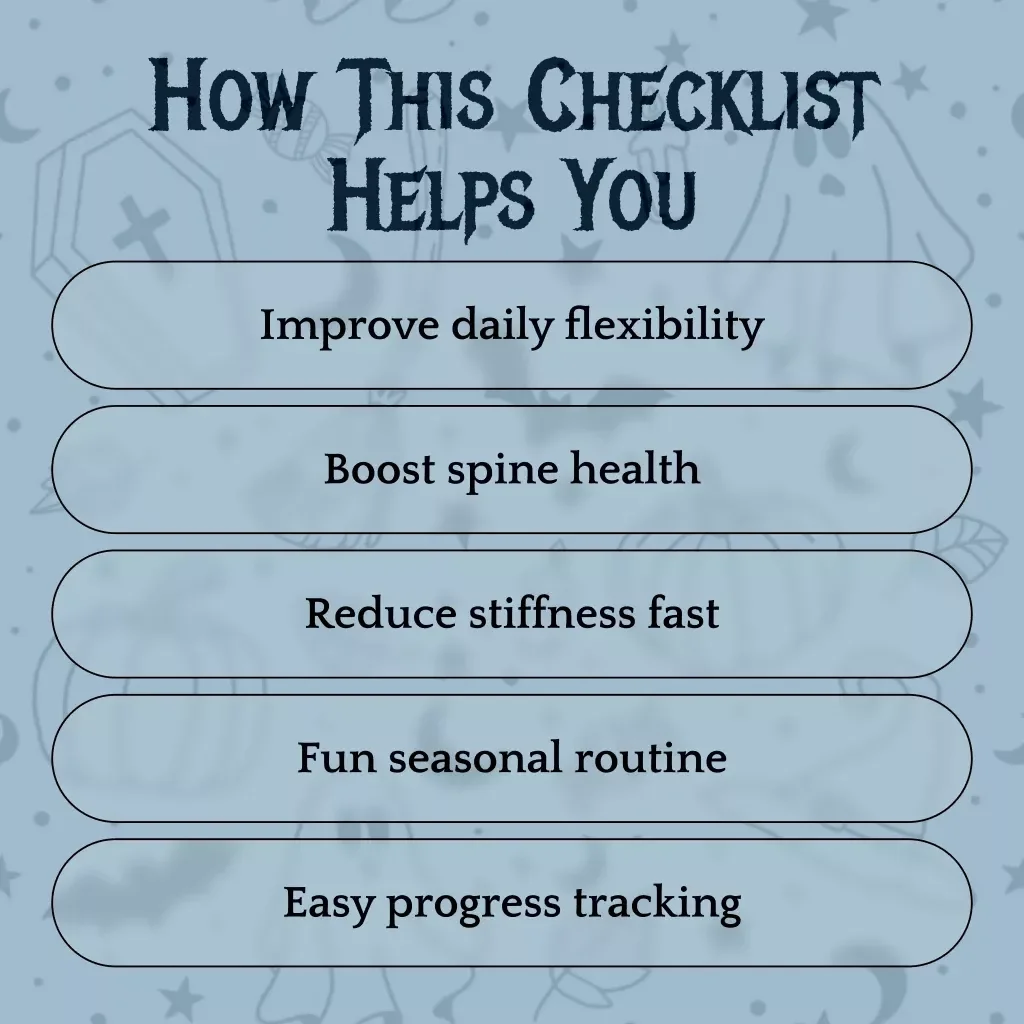 Spooky Stretch & Mobility Flow Tracker | Halloween Stretching Checklist | Flexibility & Posture Guide Digital Download