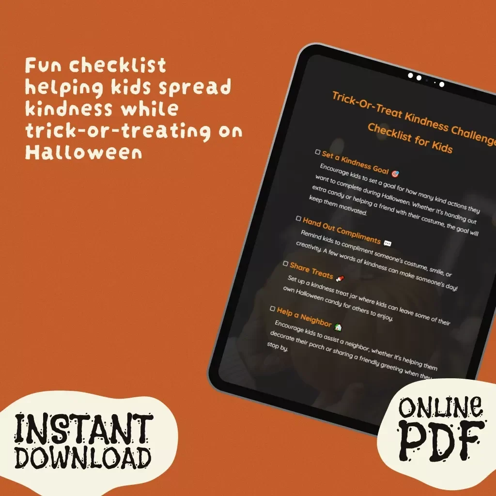 Trick-Or-Treat Kindness Challenge Checklist for Kids | Halloween Digital Download | Printable eBook, Guide & Activity for Families