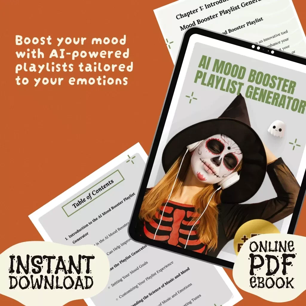 AI Mood Booster Playlist Generator | Digital eBook Guide | Music, Mindset & Productivity Tool