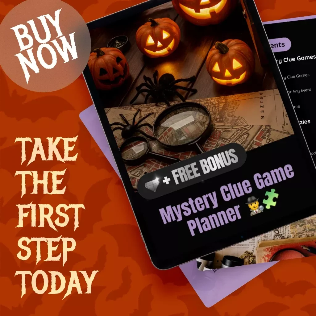 Mystery Clue Game Planner 🕵️‍♂️🧩 | Printable Guide for Hosting Mystery Games, Creating Clues & Puzzles, and Using AI for Game Design