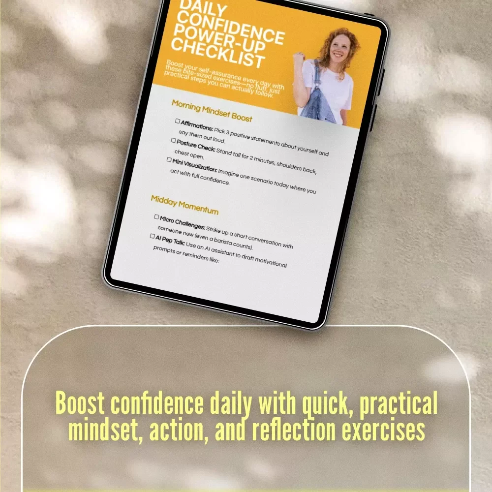 Daily Confidence Power-Up Checklist | Printable Daily Confidence Exercises | Digital Self-Growth Guide for Boosting Self-Esteem