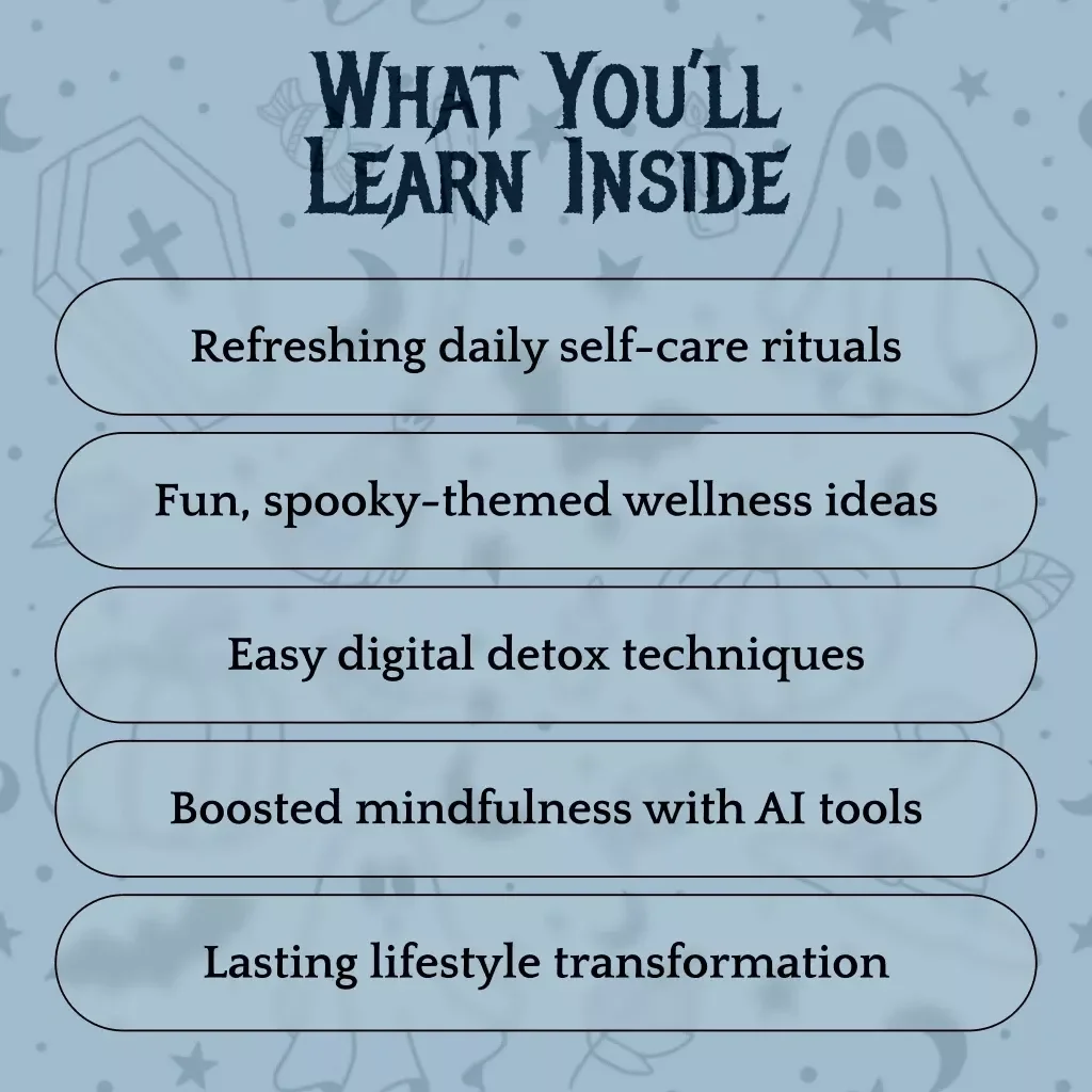 Hauntingly Healthy: A Spooky 7-Day Self-Care Adventure | Digital eBook Guide | How to Do a Spooky 7-Day Self-Care Routine Checklist & Rituals