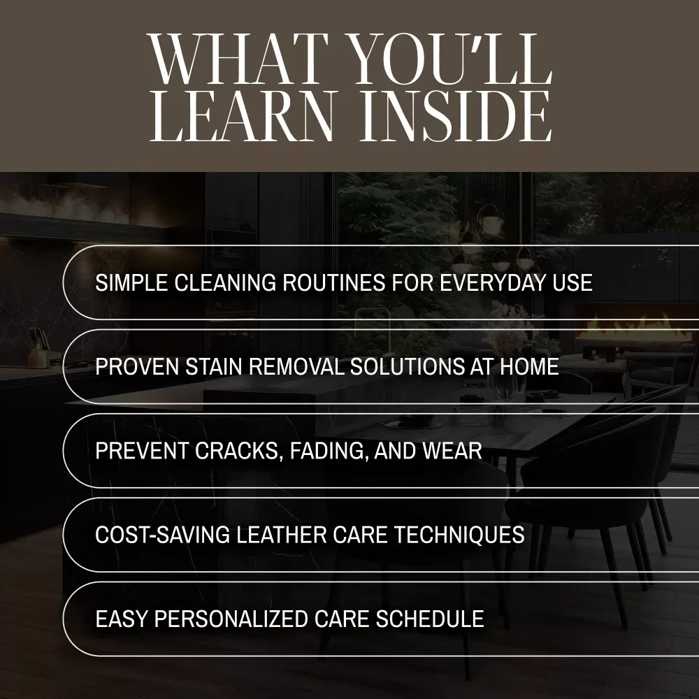 Caring for Leather Furniture eBook | Leather Care Guide | Digital Download for Cleaning, Conditioning & Maintenance of Leather Sofas, Chairs & Home Décor