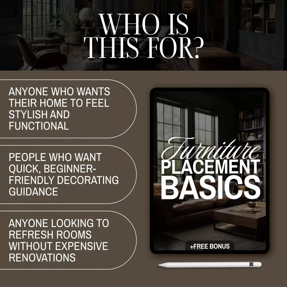 Furniture Placement Basics eBook | Digital Download Guide for Room Layouts, Interior Design, and Home Decorating Flow