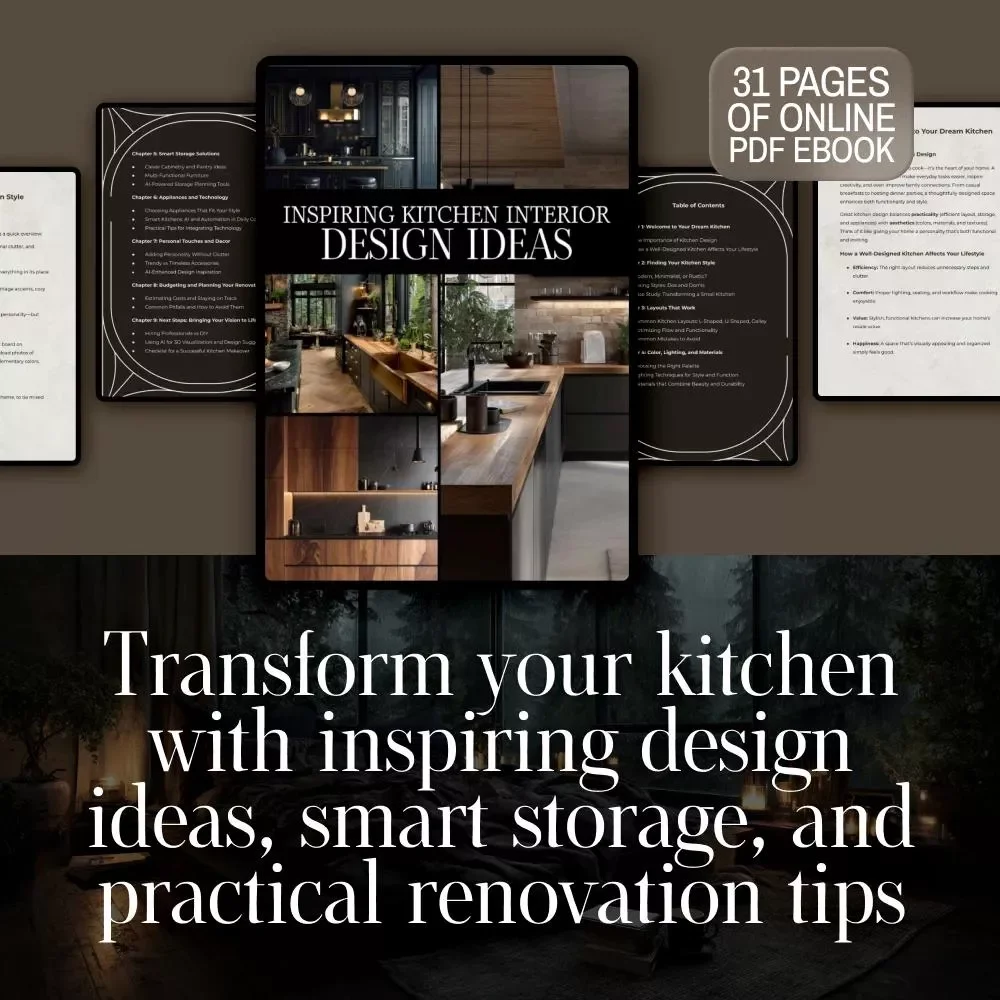 Inspiring Kitchen Interior Design Ideas | Modern, Rustic & Minimalist Kitchen Design eBook | Smart Storage, Layouts & Renovation Guide for Dream Kitchens