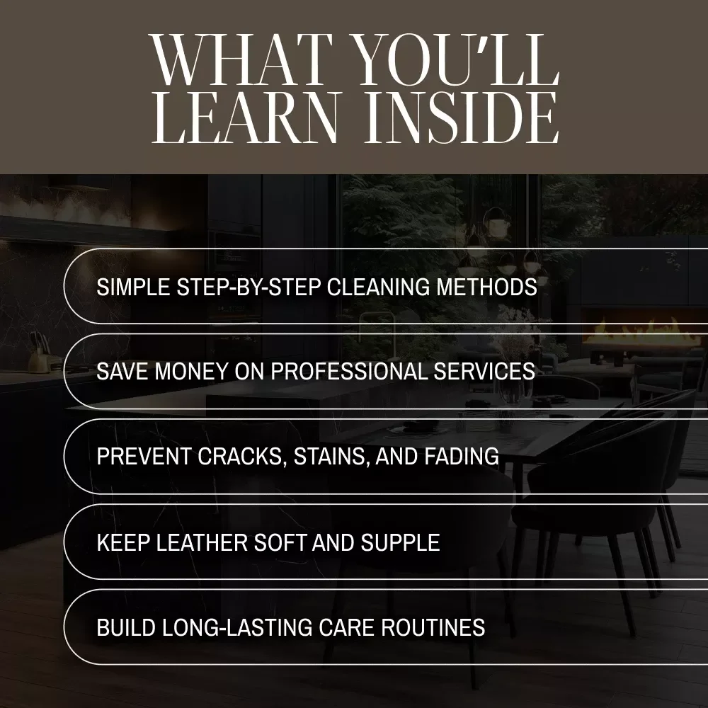 Guide to Cleaning Leather Furniture | Digital Download Leather Care eBook, Checklist & Step-by-Step Cleaning Techniques for Leather Sofas, Chairs & Couches