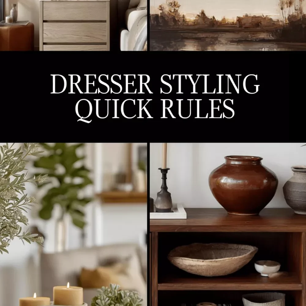 Dresser Styling Quick Rules Checklist | Home Decor Guide for Minimalist, Modern & Bohemian Interiors | Digital Download Printable