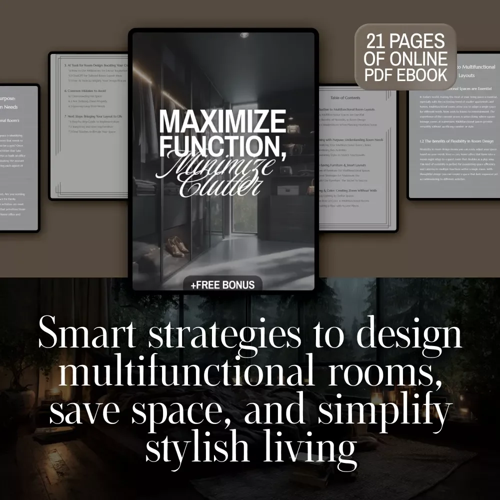 Maximize Function, Minimize Clutter | Multifunctional Room Layouts eBook | Small Space Design Guide | Space-Saving Furniture & Smart Home Ideas