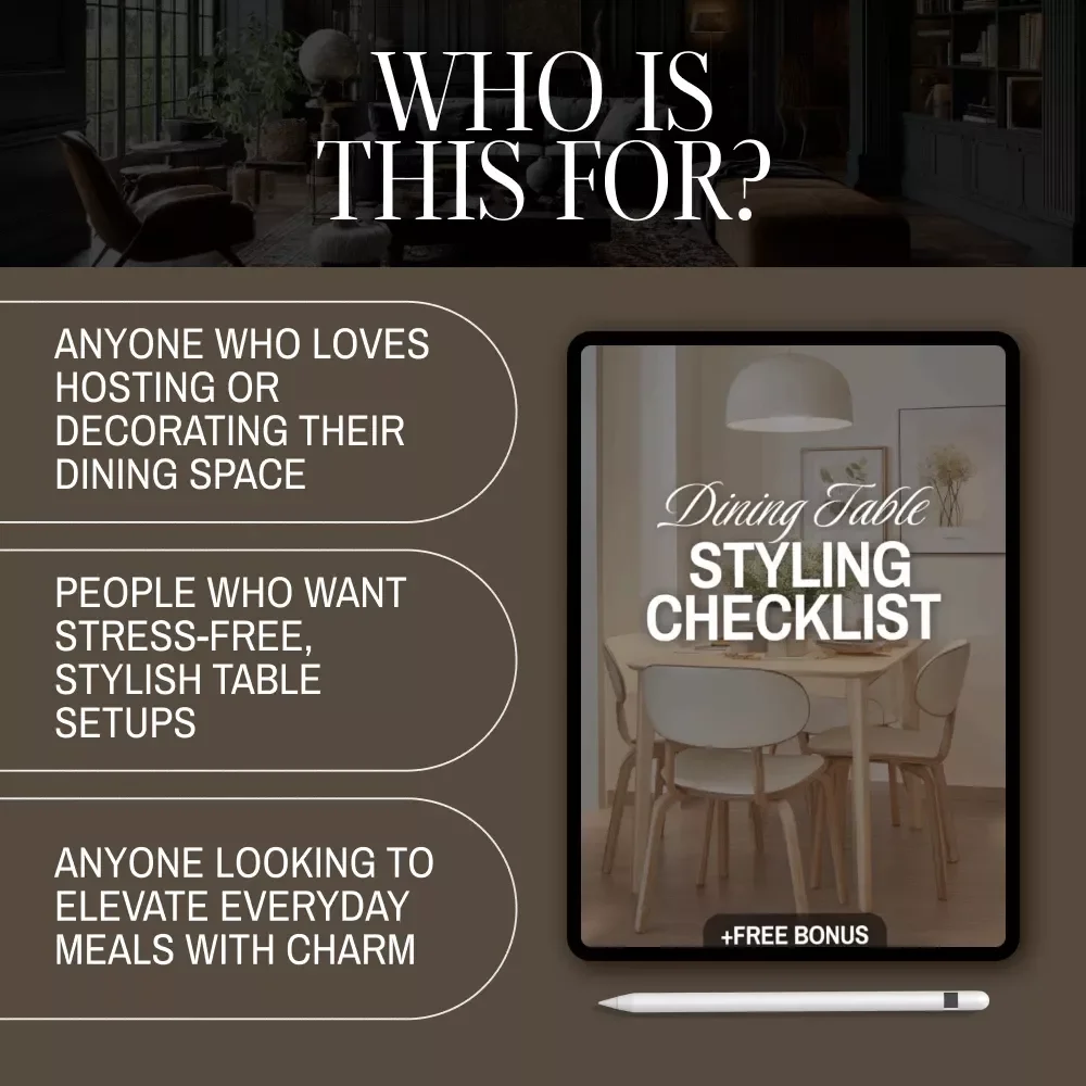 Dining Table Styling Checklist | Printable Tablescape Guide for Elegant Dinner Party Decor | Instant Digital Download for Table Setting Inspiration