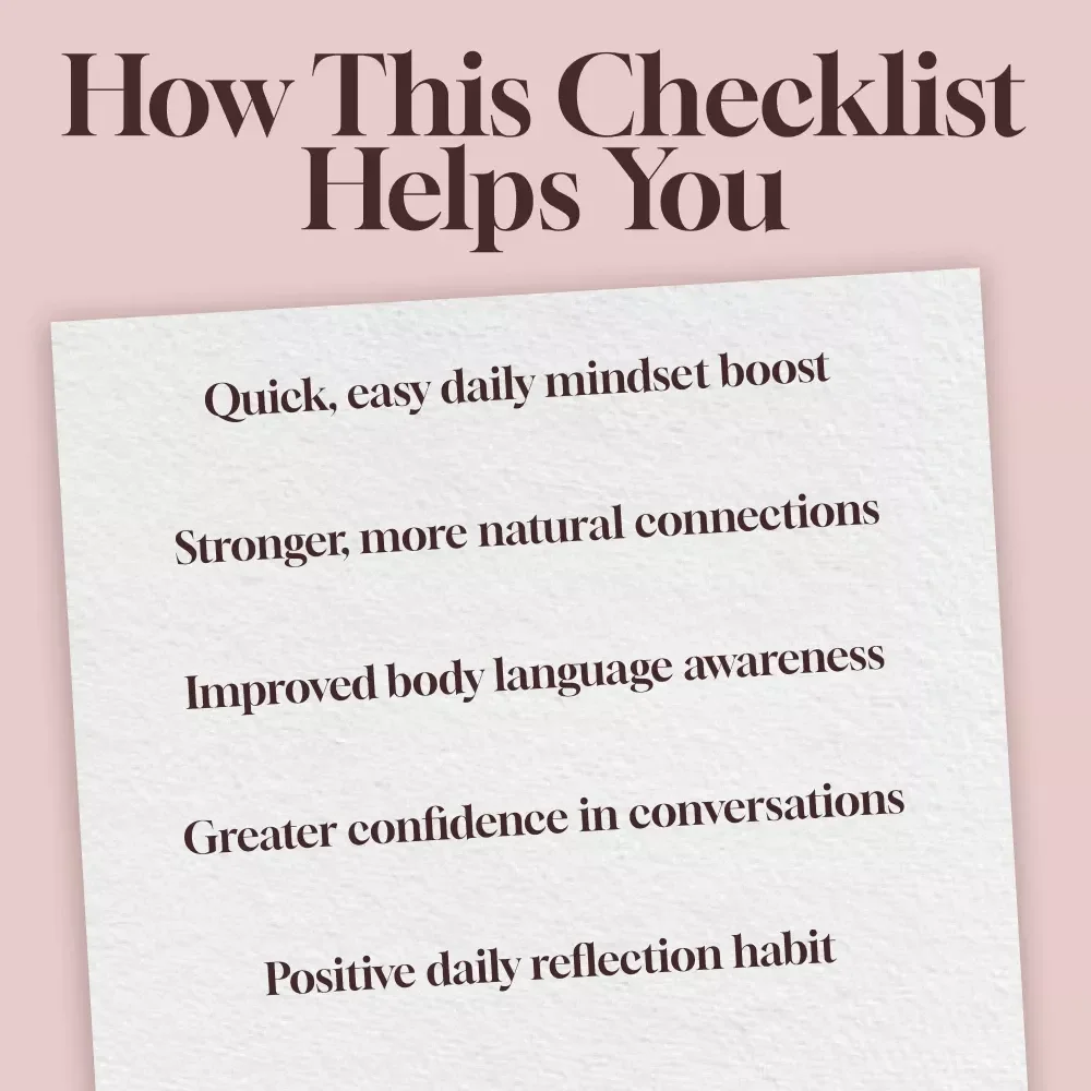 Social Ease Daily Mindset Checklist | Printable Daily Mindset Tracker for Social Ease | Digital Download Self-Confidence Guide