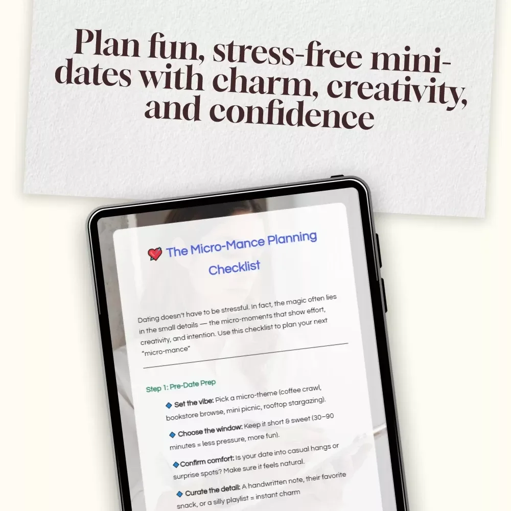 The Micro-Mance Planning Checklist | Romantic Digital Download Date Guide, eBook for Creative Micro Dates, Fun Couples Activity PDF
