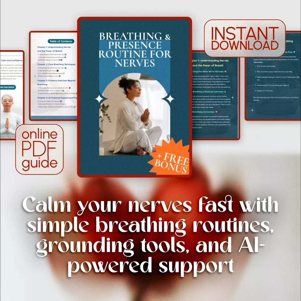Breathing & Presence Routine for Nerves | Digital Guide for Calmness, Stress Relief & Mindful Living | Nervous System Reset eBook & Anxiety Support Checklist
