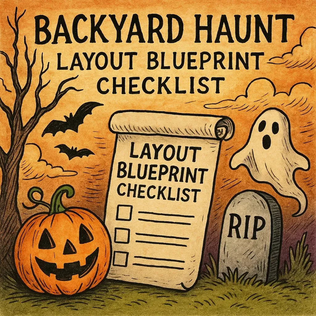 Backyard Haunt Layout Blueprint Checklist | Halloween Haunted House Planning Guide | Digital Download for Spooky Yard Design