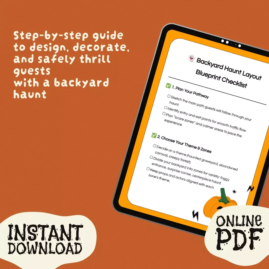 Backyard Haunt Layout Blueprint Checklist | Halloween Haunted House Planning Guide | Digital Download for Spooky Yard Design