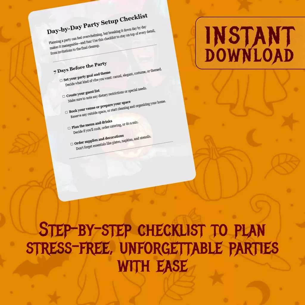 Day-by-Day Party Setup Checklist | Printable Digital Download | How to Create a Day-by-Day Party Setup Checklist for Stress-Free Event Planning
