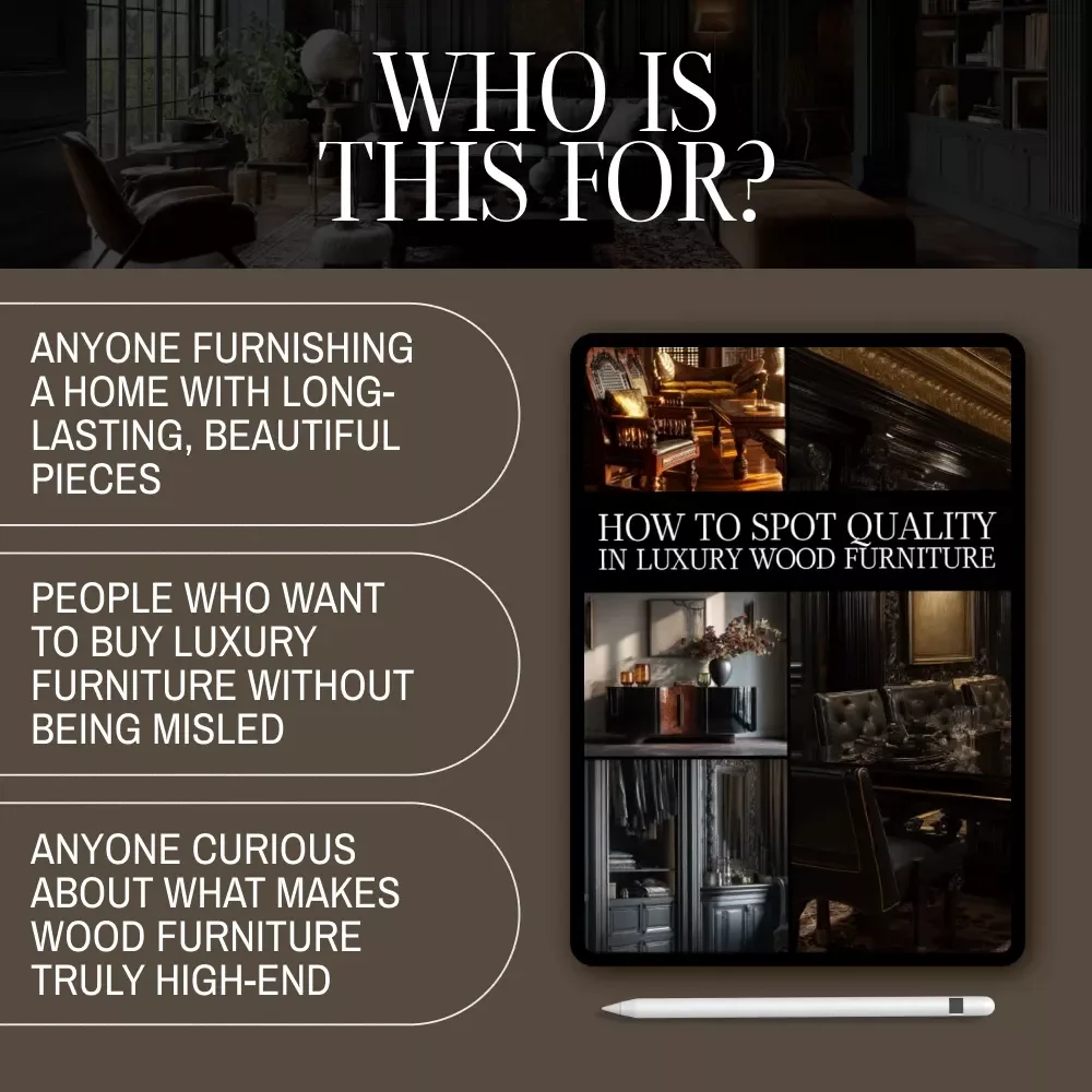 How to Spot Quality in Luxury Wood Furniture Checklist | Digital Download | Luxury Furniture Guide | Wood Furniture Buying Tips