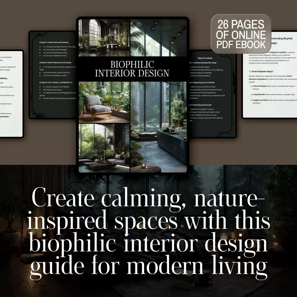 Biophilic Interior Design eBook | Digital Download Guide for Natural Home Decor, Sustainable Living, Wellness, Indoor Plants & Modern Interior Inspiration