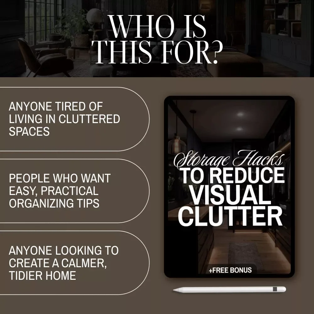 Storage Hacks to Reduce Visual Clutter | Printable Checklist for Home Organization, Decluttering Guide & Minimalist Storage Ideas (Digital Download)