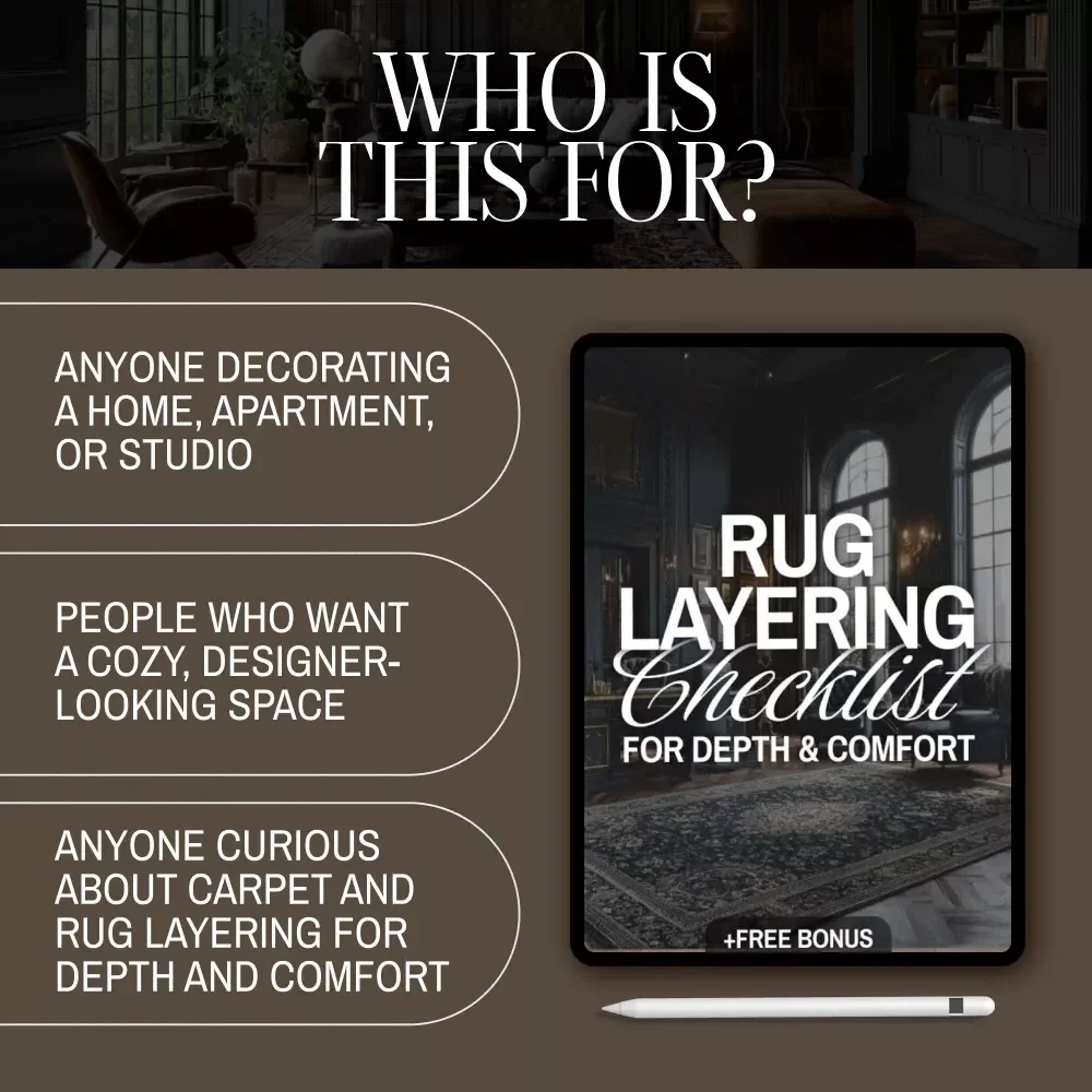 Rug Layering Checklist for Depth & Comfort | Digital Download | Carpet and Rug Layering for Depth and Comfort Guide