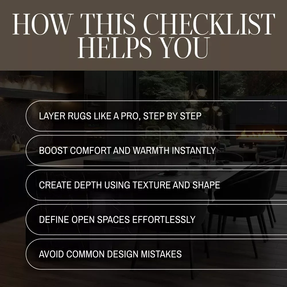 Rug Layering Checklist for Depth & Comfort | Digital Download | Carpet and Rug Layering for Depth and Comfort Guide