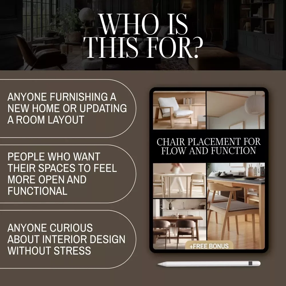 Chair Placement for Flow and Function | Digital Guide for Room Layout, Furniture Flow, and Functional Design | eBook & Checklist for Interior Planning