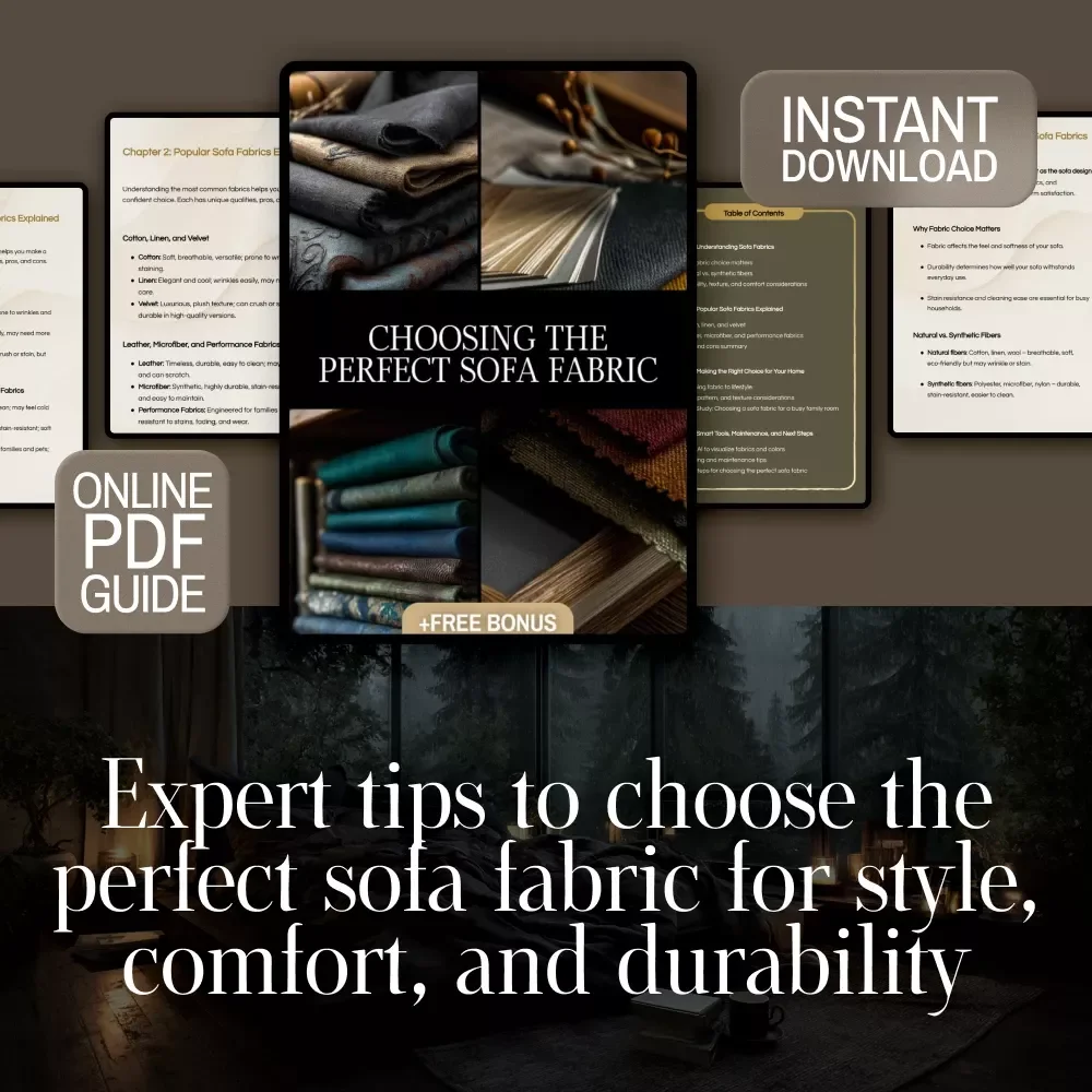 Choosing the Perfect Sofa Fabric Guide – Expert Tips on Sofa Fabrics, Durability, Comfort & Style for Your Home | Digital Download eBook, Checklist & Design Advice