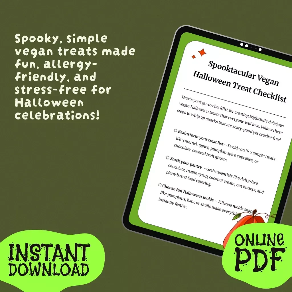 Spooktacular Vegan Halloween Treat Checklist | Vegan Halloween Treat Ideas | Digital Download eBook & Printable Guide