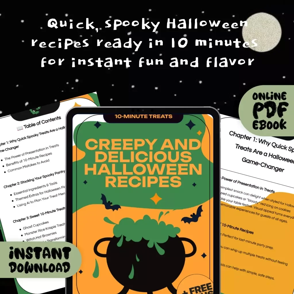 10-Minute Treats: Creepy and Delicious Halloween Recipes | Spooky eBook with 10-Minute Spooky Treat Recipes, Easy Halloween Party Ideas, Quick Snacks & Fun DIY Food Guide