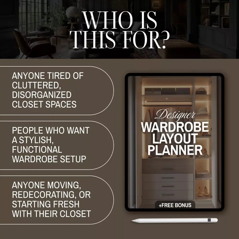 Designer Wardrobe Layout Planner – Printable Closet Organization Checklist | Digital Download | Wardrobe Organizer | Closet Layout Guide