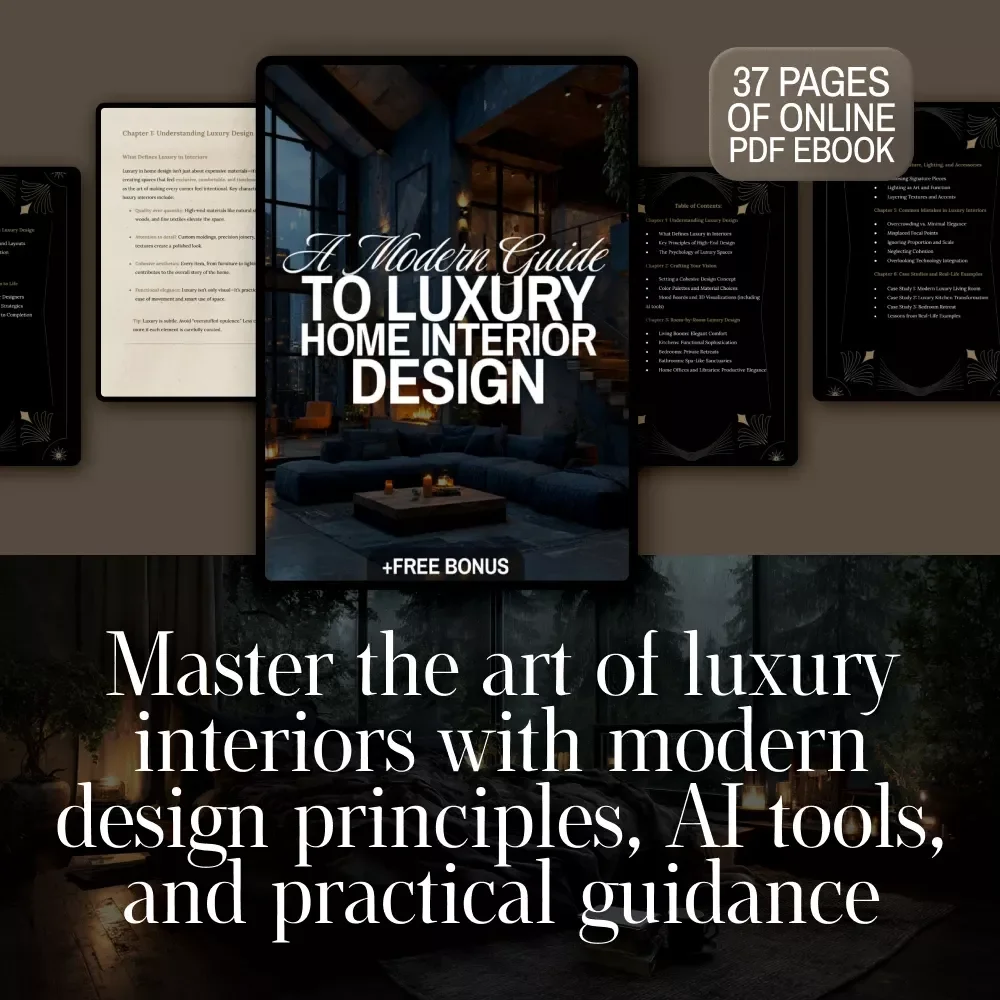 A Modern Guide to Luxury Home Interior Design | Digital Download eBook for Elegant Interiors, High-End Decorating, and AI-Enhanced Design Inspiration