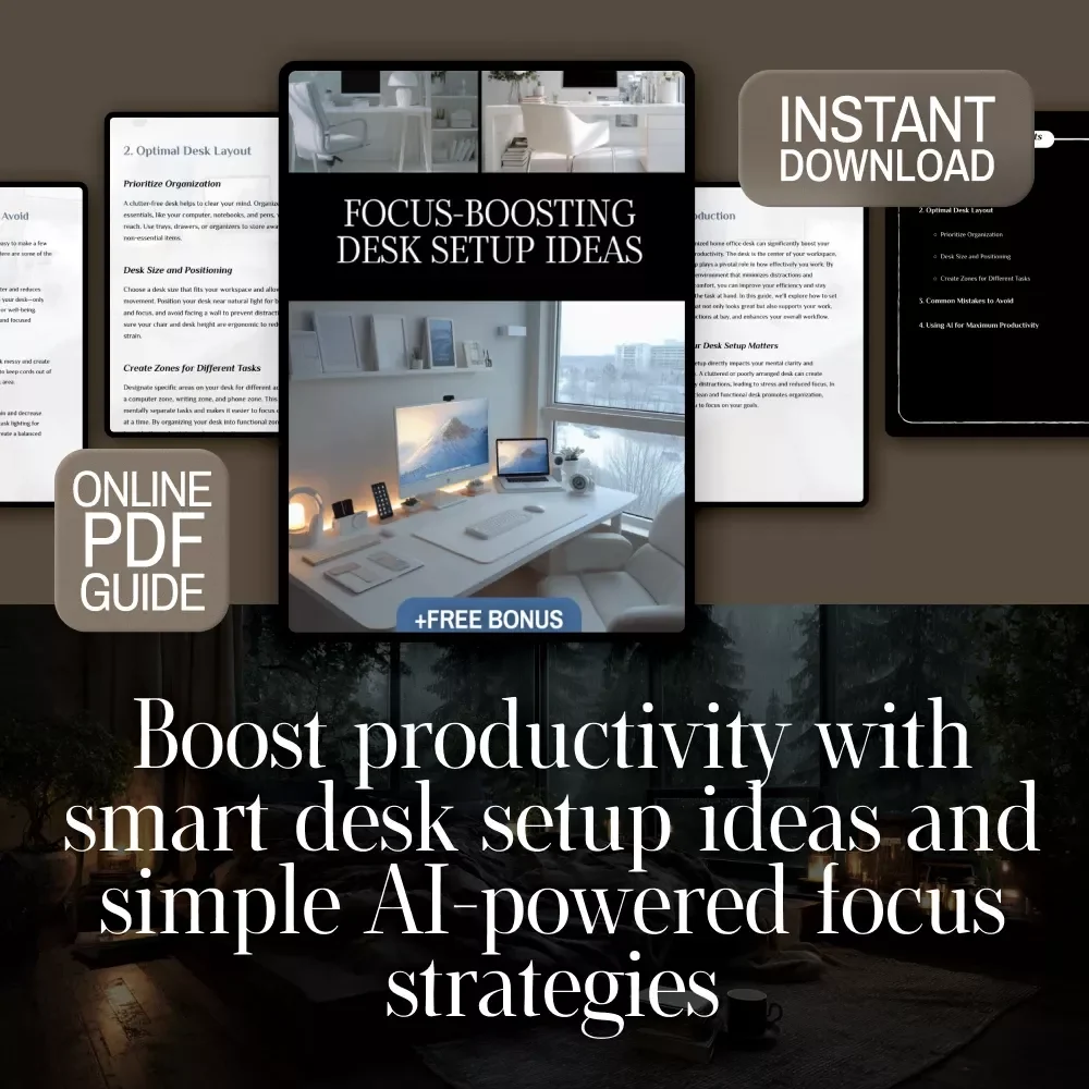 Focus-Boosting Desk Setup Ideas | Productivity Desk Layout Guide | AI Productivity Hacks | Digital Download PDF