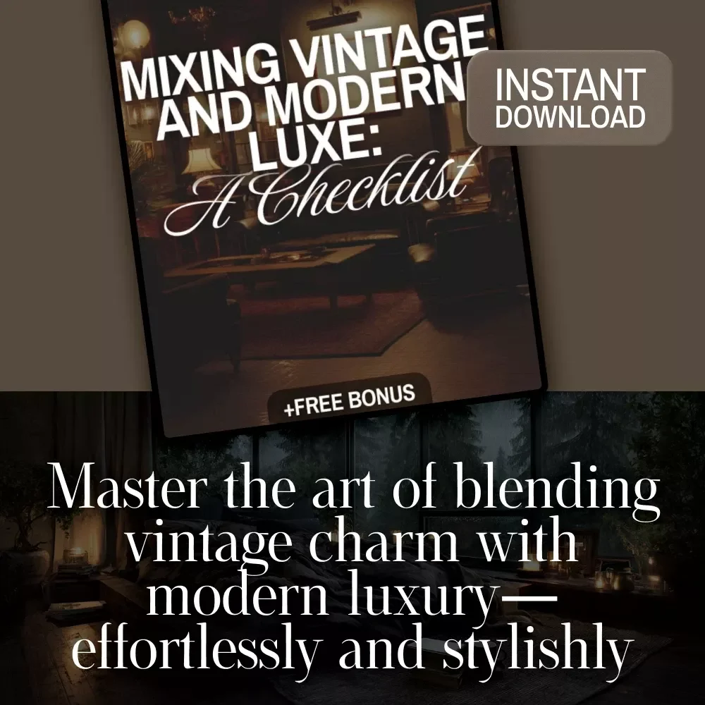 Mixing Vintage and Modern Luxe: A Checklist | Interior Design Style Guide | Vintage Meets Contemporary Decor Digital Download