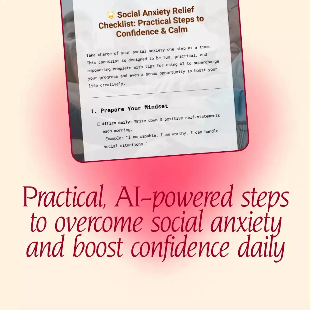 Social Anxiety Relief Checklist: Practical Steps to Confidence & Calm | Printable Digital Download | eBook Guide for Anxiety Support & Self-Confidence