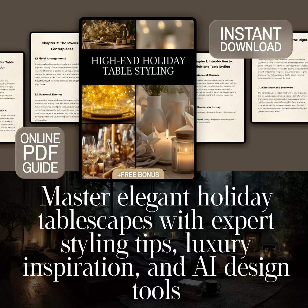 High-End Holiday Table Styling | Elegant Christmas Tablescape Guide | Luxury Tablesetting eBook | AI Mood Board Tips & Checklist