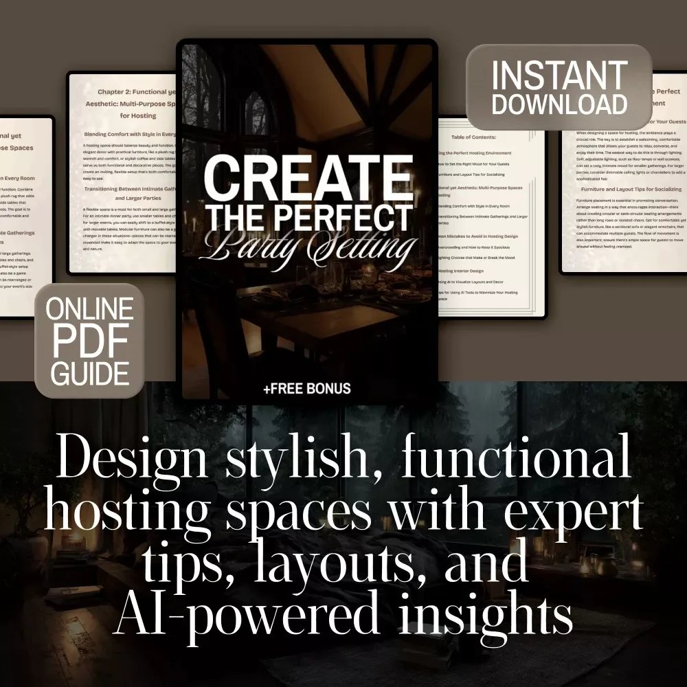 Create the Perfect Party Setting | Hosting-Focused Interior Setups Guide for Entertaining, Multi-Purpose Spaces & AI Design Tips (Digital Download)
