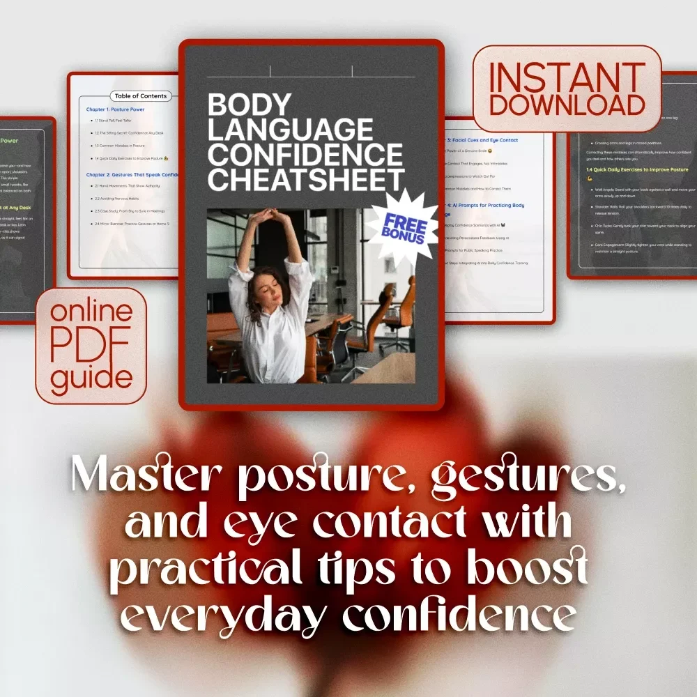 Body Language Confidence Cheatsheet | Digital Download Guide for Posture, Gestures, Facial Cues & AI Practice