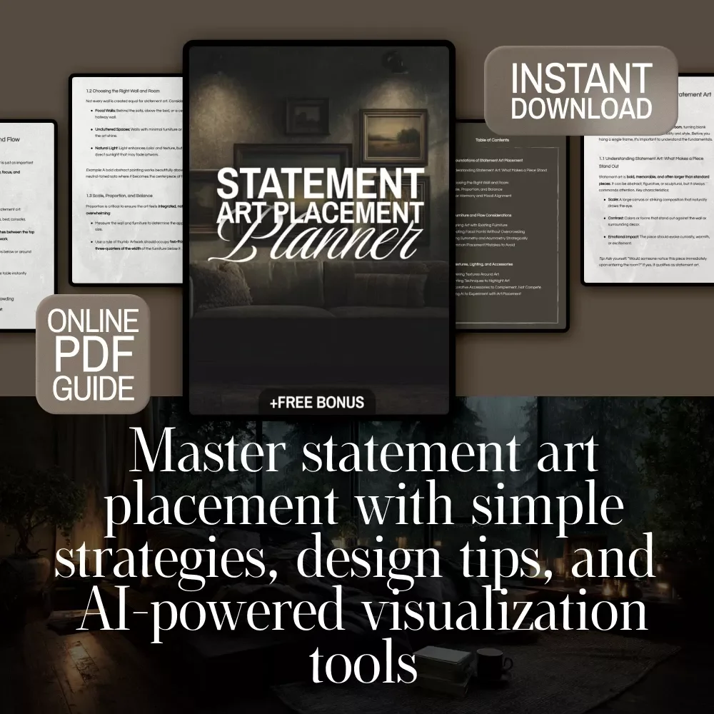 Statement Art Placement Planner | Digital Guide for Wall Art, Home Decor, Interior Styling & AI Visualization