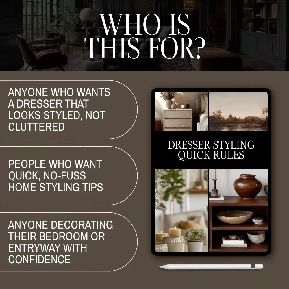 Dresser Styling Quick Rules Checklist | Home Decor Guide for Minimalist, Modern & Bohemian Interiors | Digital Download Printable