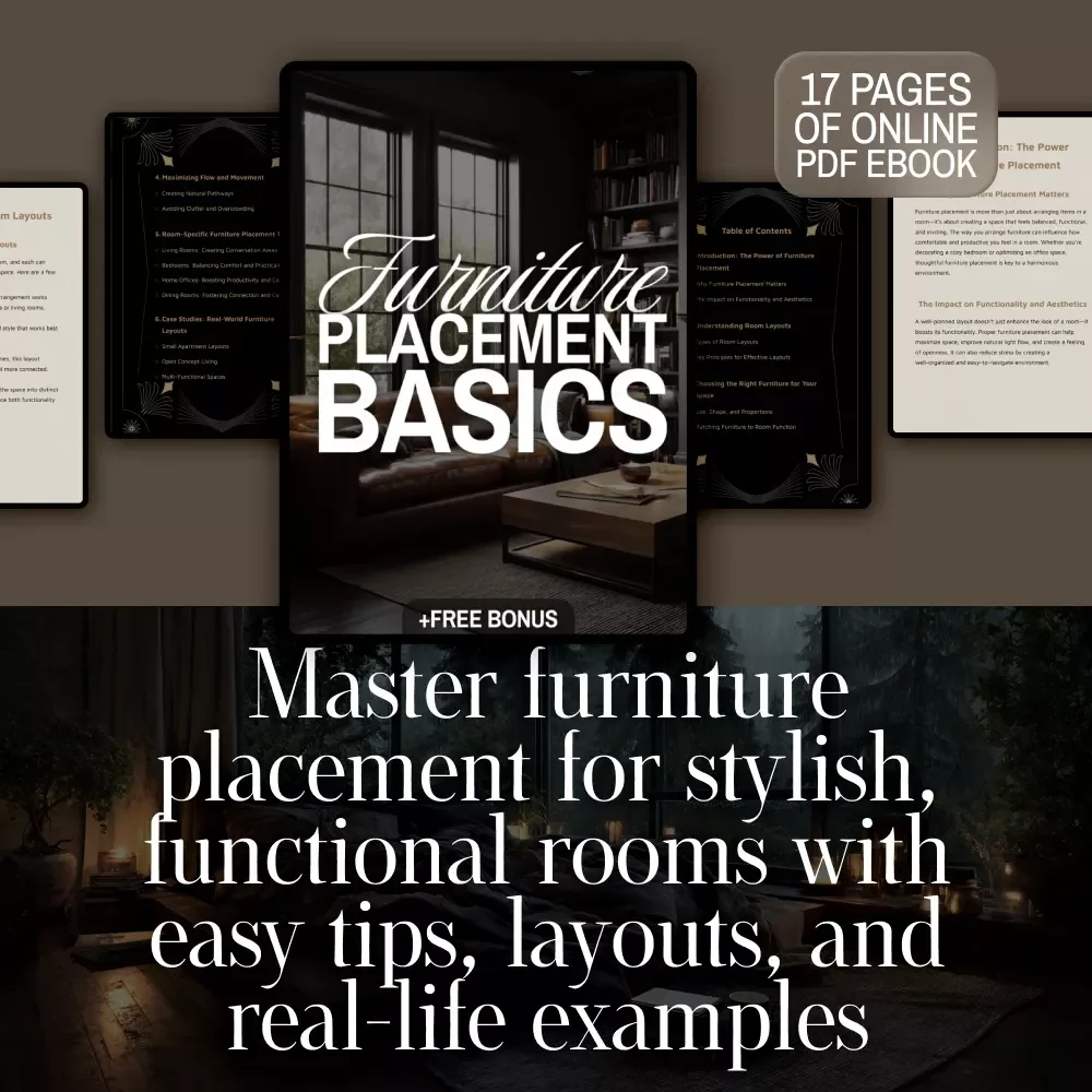 Furniture Placement Basics eBook | Digital Download Guide for Room Layouts, Interior Design, and Home Decorating Flow