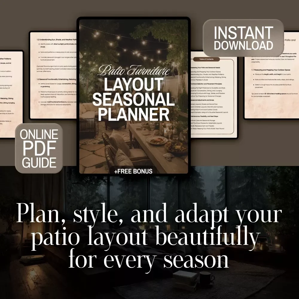 Patio Furniture Layout Seasonal Planner | Outdoor Furniture Layout Guide for Seasonal Patio Design | Digital Download for Garden & Backyard Spaces