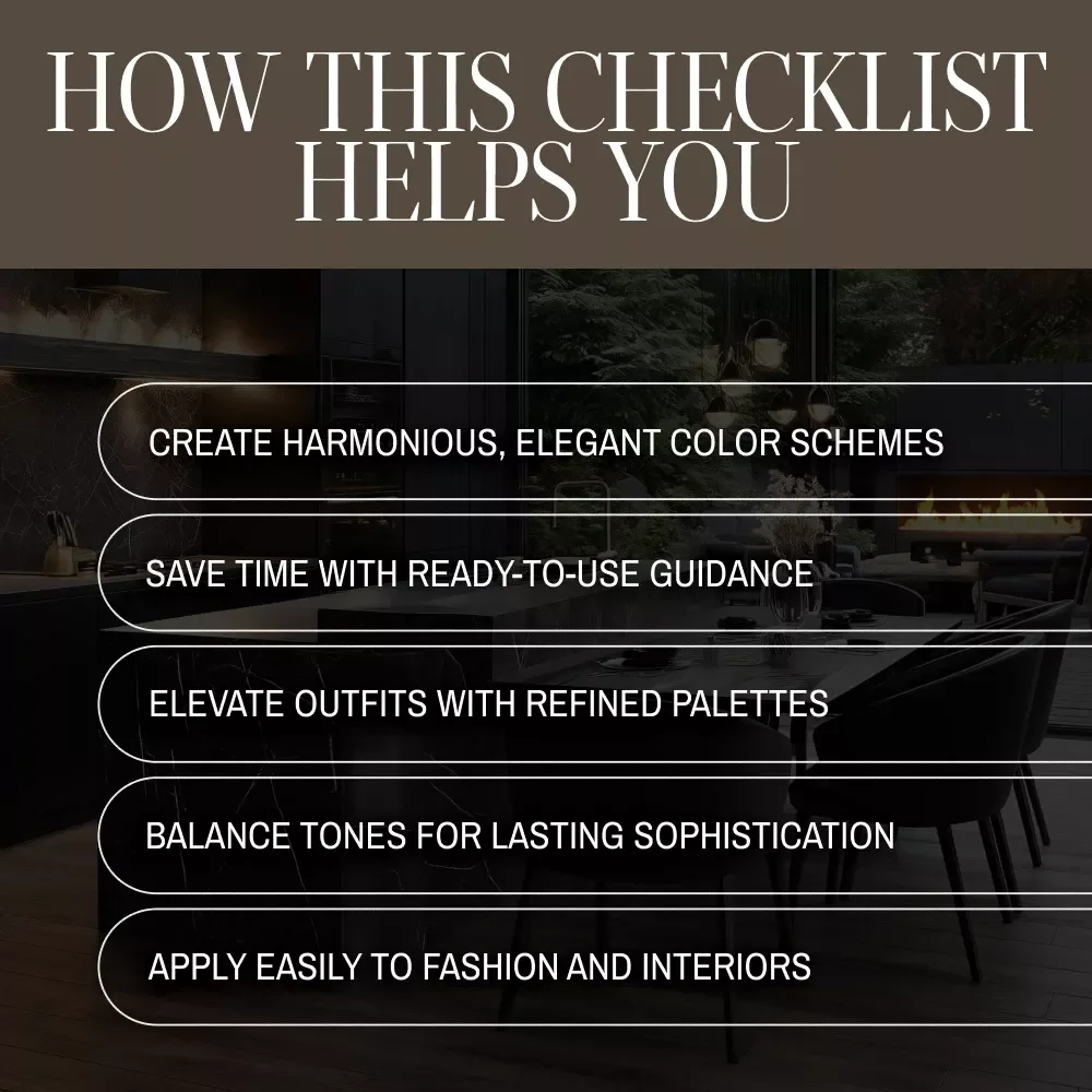Colorful Quiet Luxury Palettes Checklist | Digital Download Guide for Elegant Color Schemes, Minimalist Style & Timeless Design Inspiration