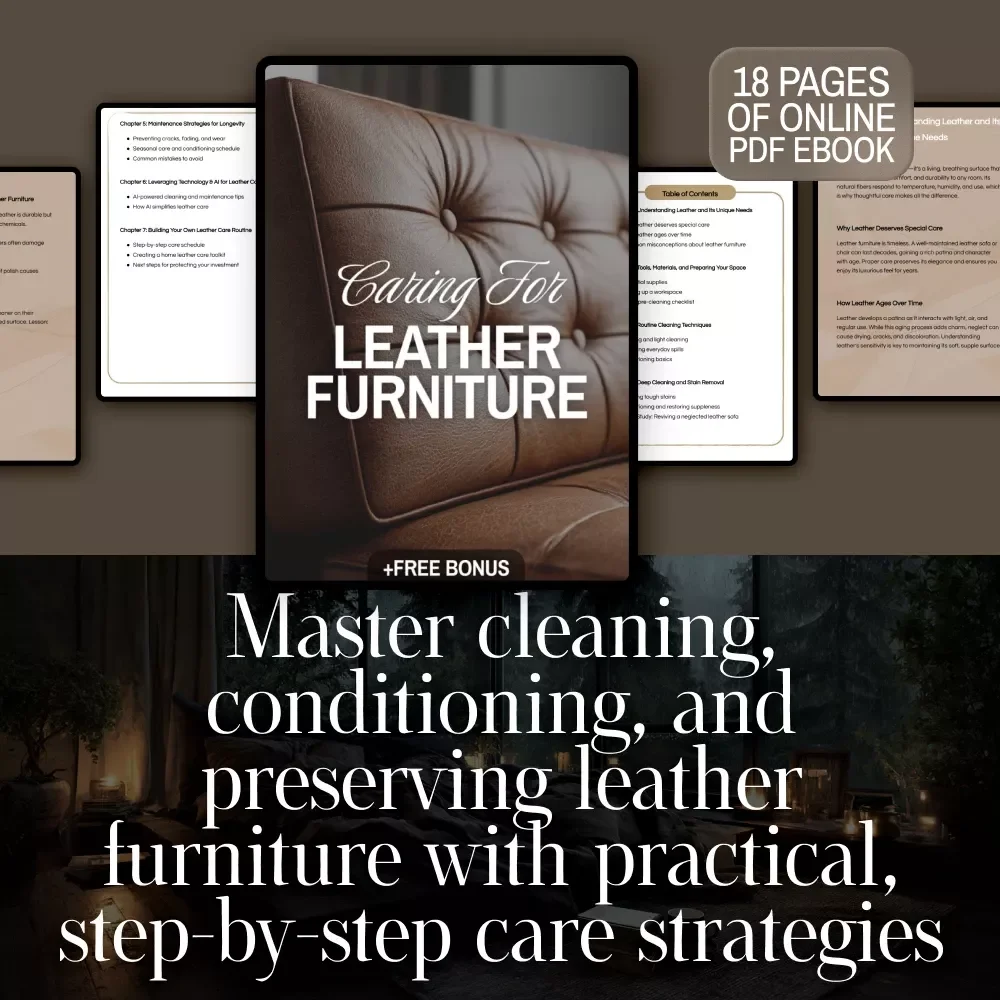 Caring for Leather Furniture eBook | Leather Care Guide | Digital Download for Cleaning, Conditioning & Maintenance of Leather Sofas, Chairs & Home Décor